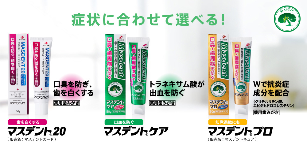 薬用歯みがきマスデント｜歯周病予防対策｜ゼリア新薬